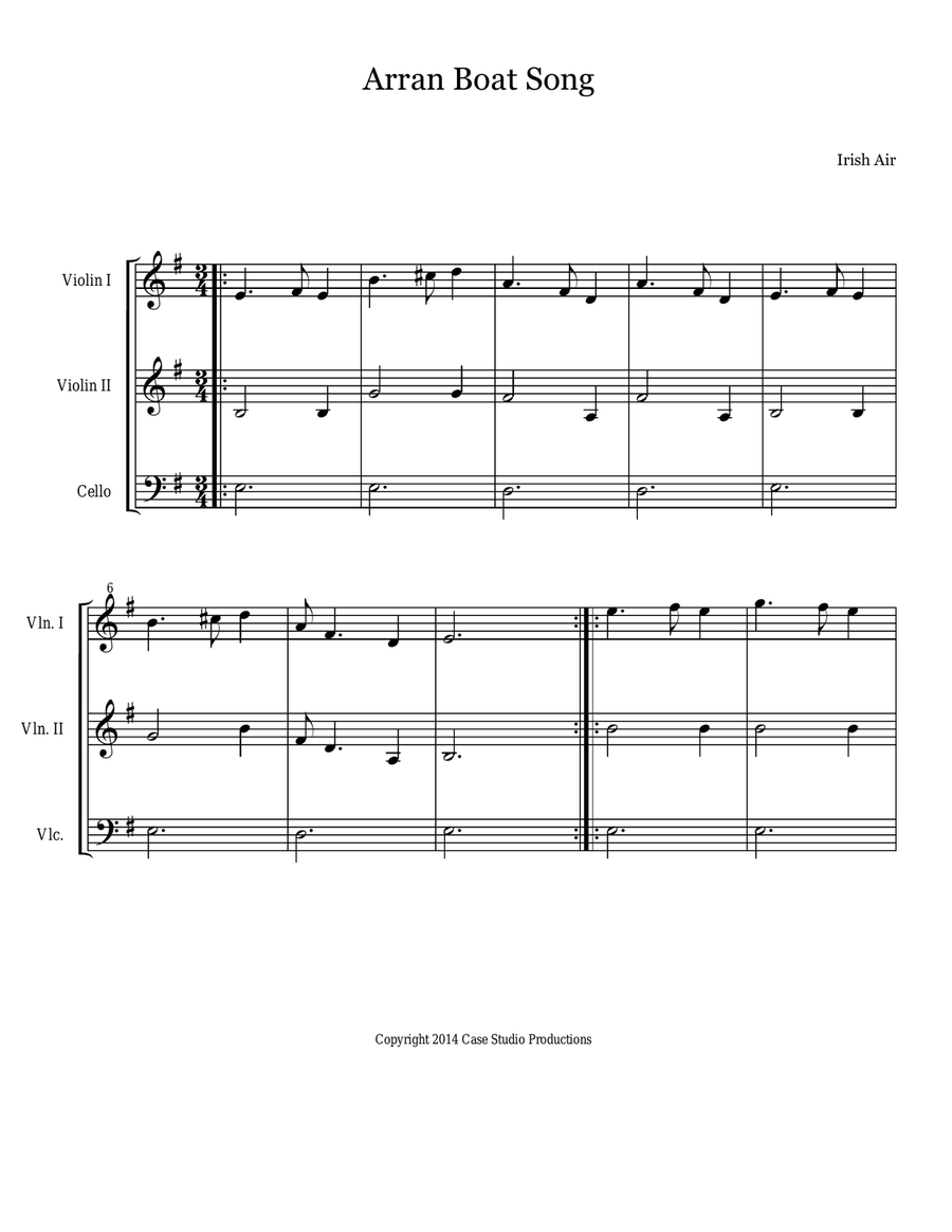Easy Celtic Pieces For String Trio String Trio scores gallery preview page 1