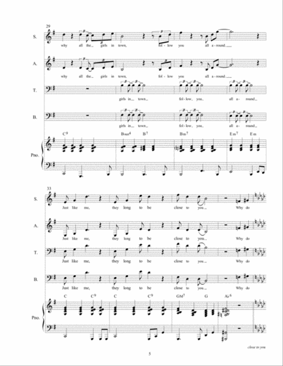 Close To You 4-Part scores gallery preview page 5