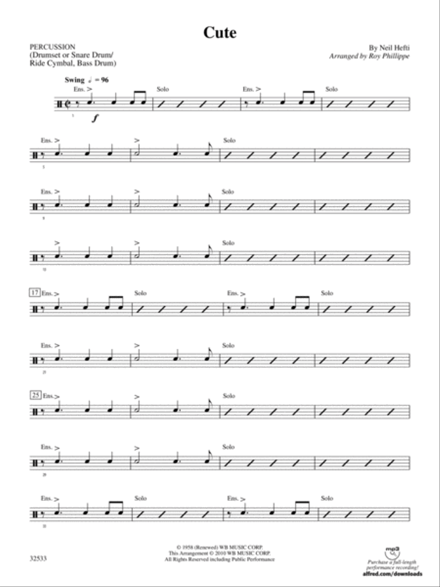 Cute: 1st Percussion Concert Band scores gallery preview page 1