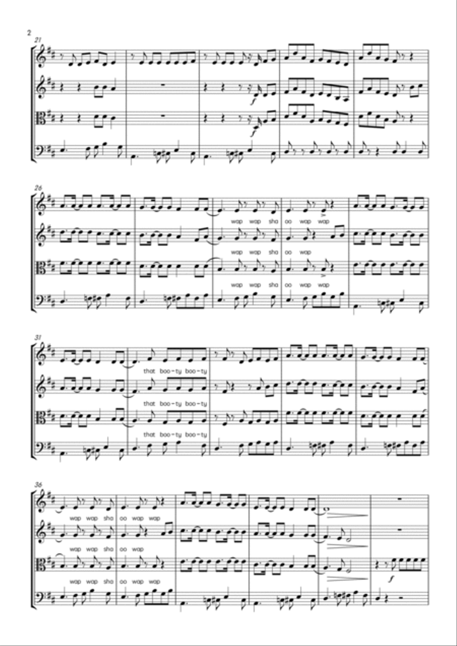 All About That Bass All About That Bass String Quartet scores gallery preview page 2
