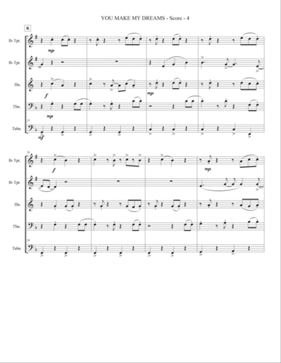 You Make My Dreams Brass Ensemble scores gallery preview page 6