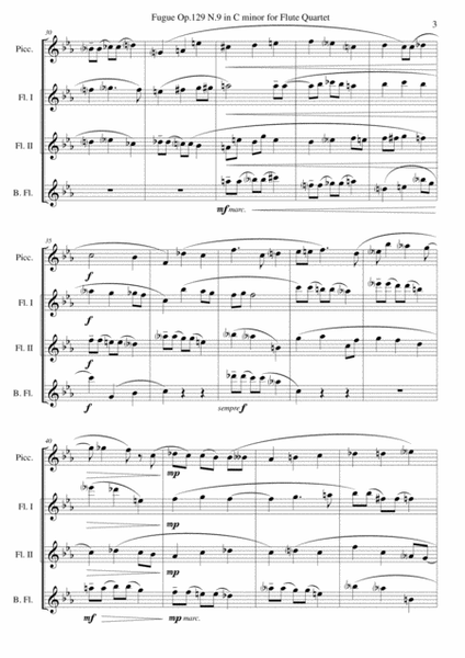 Fugue Op.129 N.9 in C minor for Flute Quartet image number null