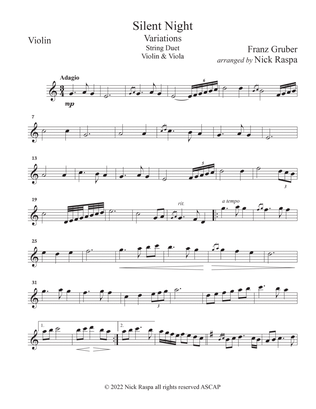 Silent Night - Variations (Violin & Viola duet) Violin part