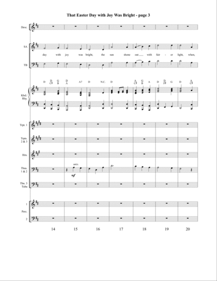 That Easter Day with Joy Was Bright (Orchestration) 4-Part scores gallery preview page 5