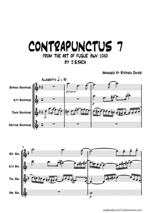 Book cover for 'Contrapunctus 7' By J.S.Bach BWV 1080 from 'The Art of the Fugue' for Saxophone Quartet.