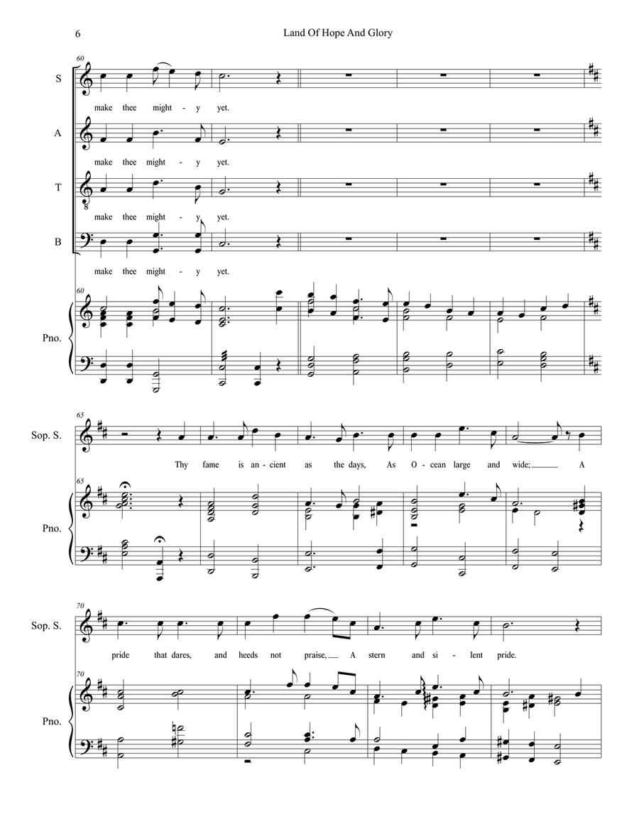 Land Of Hope And Glory (Solos and SATB) 4-Part scores gallery preview page 6
