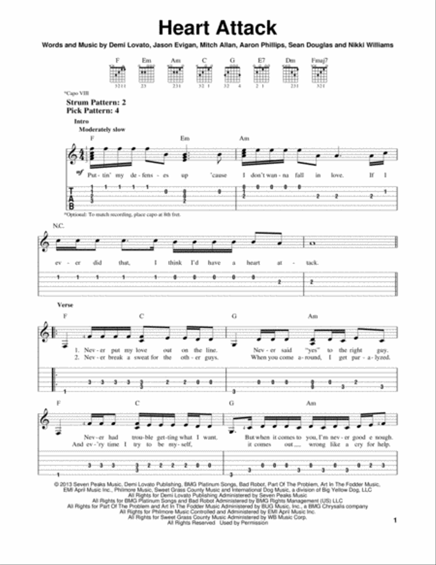 Heart Attack Acoustic Guitar scores gallery preview page 1