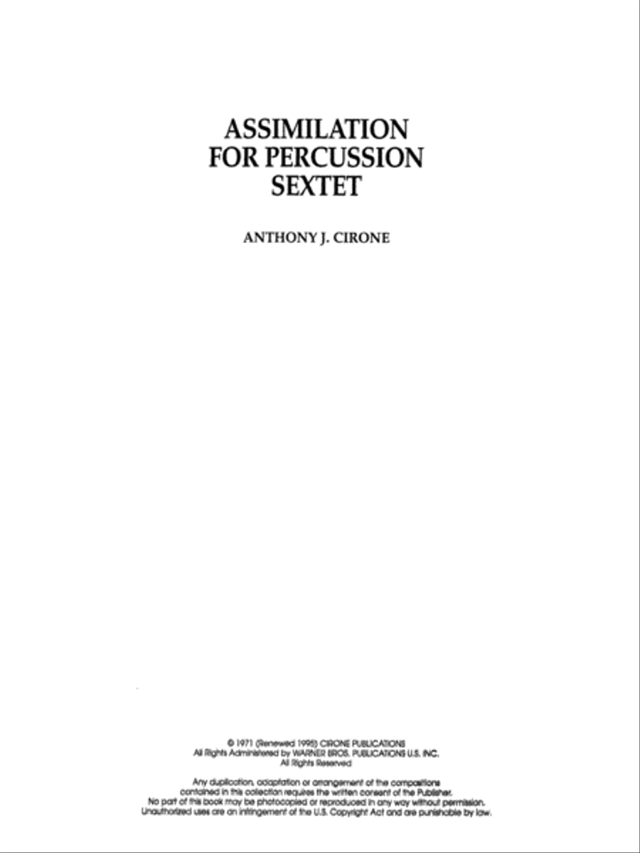 Assimilation: Score Percussion Ensemble scores gallery preview page 1