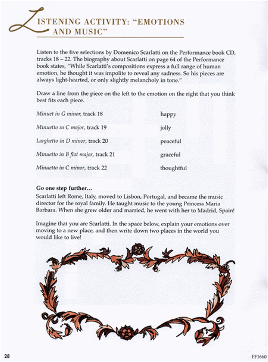 Succeeding with the Masters, Baroque Era, Student Activity Book, Volume One Piano Method scores gallery preview page 3