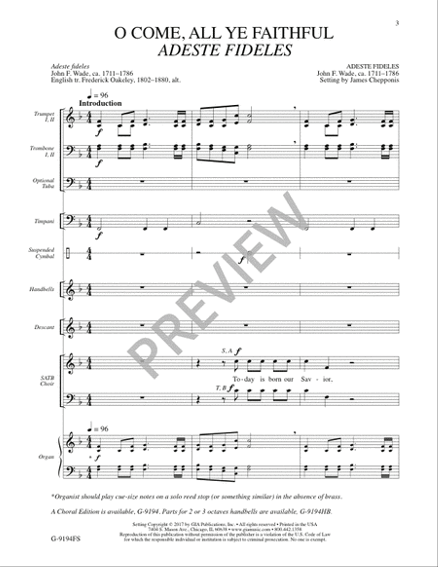 O Come, All Ye Faithful - Full Score and Parts 4-Part scores gallery preview page 4