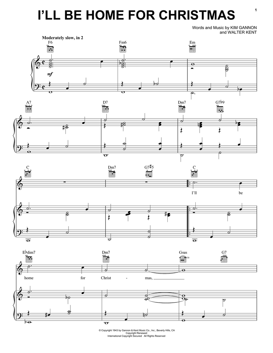 I'll Be Home For Christmas Guitar scores gallery preview page 1