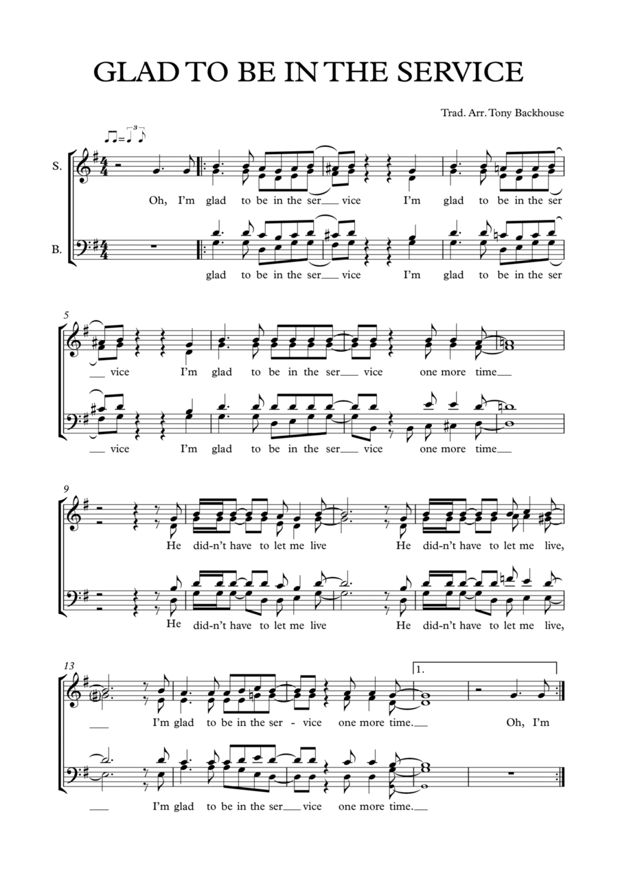 GLAD TO BE IN THE SERVICE 4-Part scores gallery preview page 1