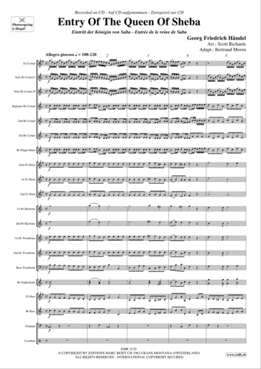 Entry Of The Queen Of Sheba Brass Band scores gallery preview page 4