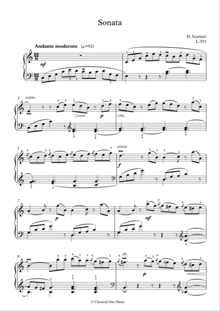 Scarlatti-Sonata in C-Major L.253 K.199(piano) Piano Solo scores gallery preview page 2