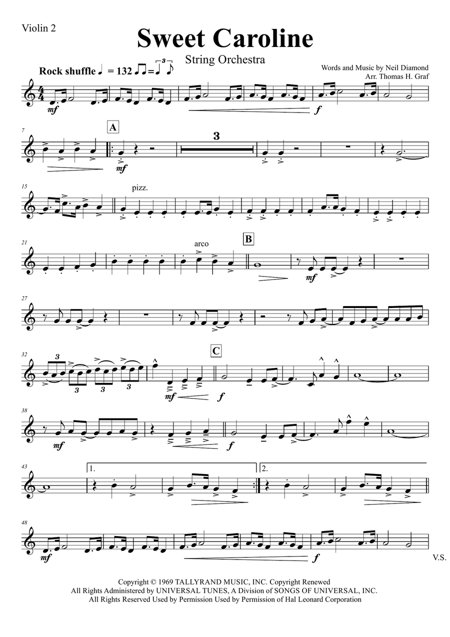 Sweet Caroline String Orchestra scores gallery preview page 6