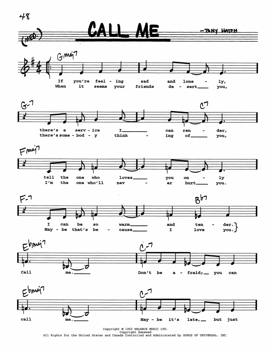 Call Me (Low Voice) Call Me (Low Voice) Low Voice scores gallery preview page 1