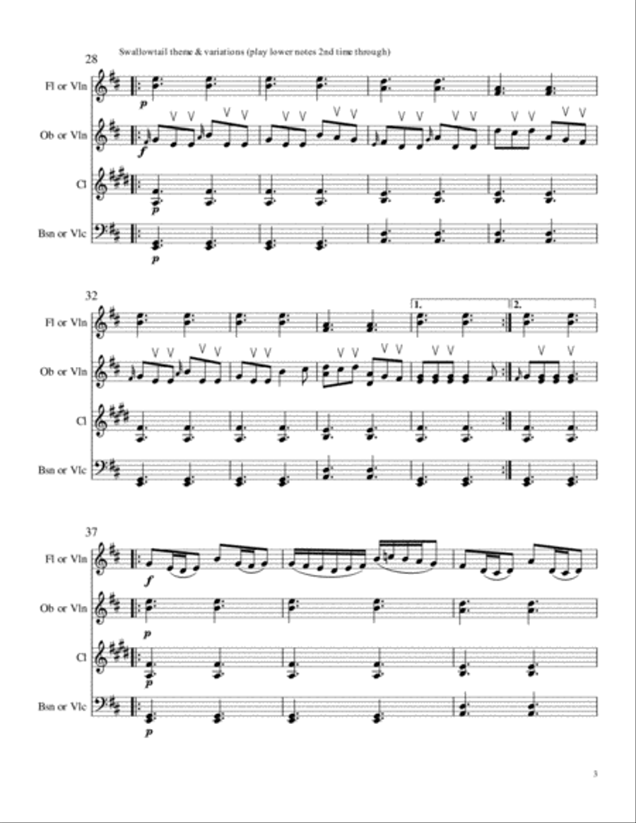 Old John's and Swallowtail Irish Jigs for Woodwind or Mixed Quartet Woodwind Quartet scores gallery preview page 3