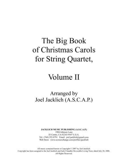 The Big Book of Christmas Carols for String Quartet, Vol. II image number null