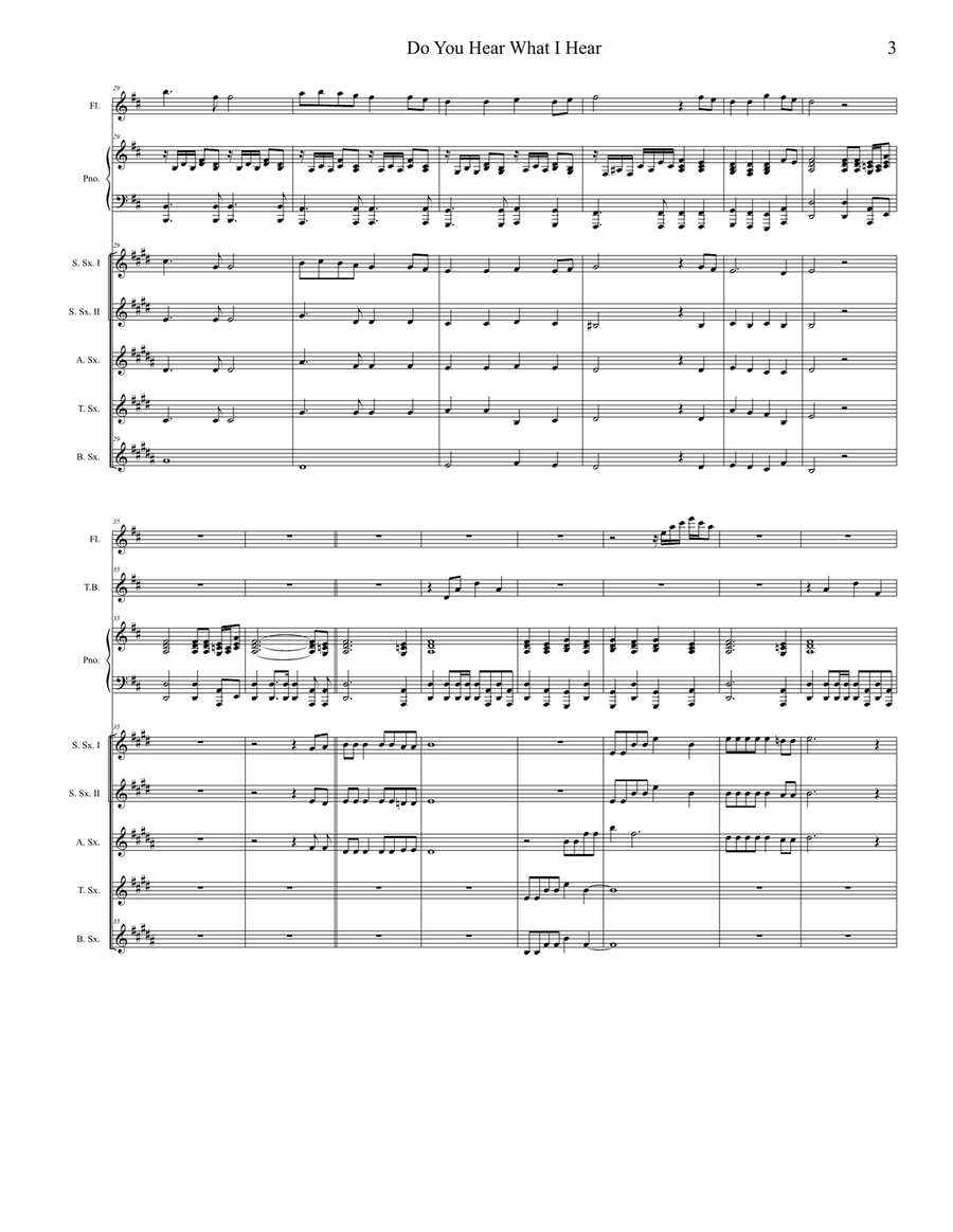 Do You Hear What I Hear Saxophone Quintet scores gallery preview page 3