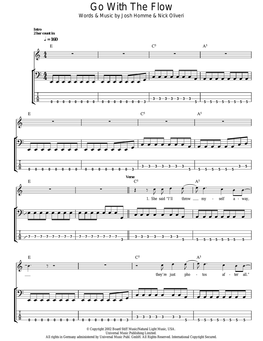 Go With The Flow Bass Guitar Tablature scores gallery preview page 1