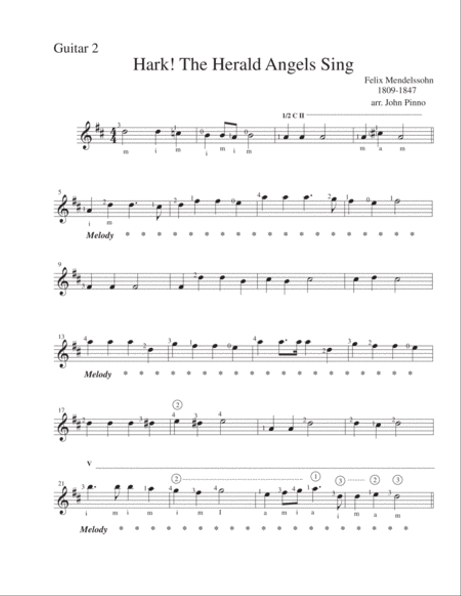 Hark! The Herald Angels Sing for Classical Guitar Quartet Guitar Ensemble scores gallery preview page 4