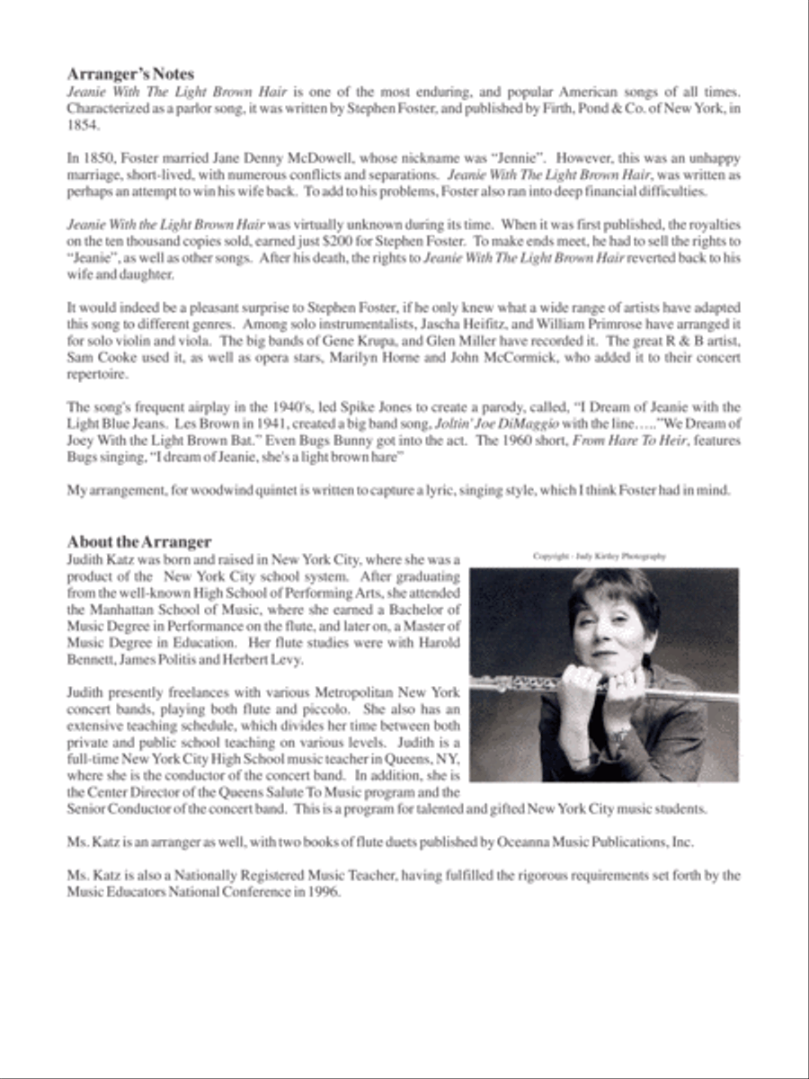 Jeanie with the Light Brown Hair Woodwind Quintet scores gallery preview page 2