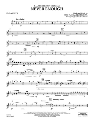 Never Enough (from The Greatest Showman) (arr. Johnnie Vinson) - Bb Clarinet 1