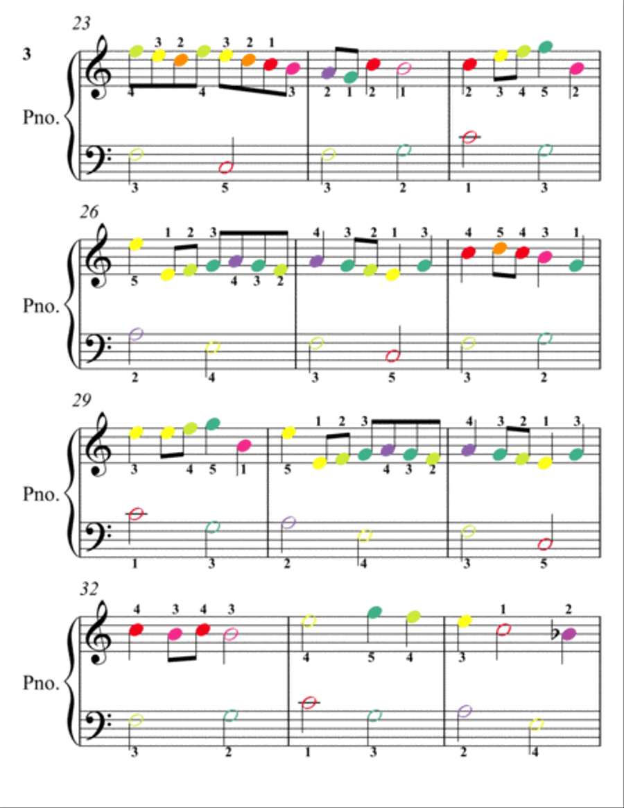 Canon in D Easiest Piano Sheet Music with Colored Notes Easy Piano scores gallery preview page 3