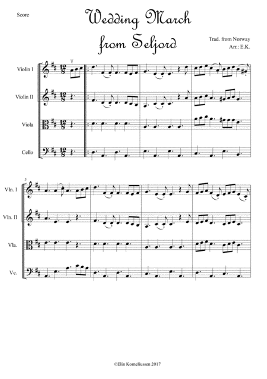 Wedding March from Seljord - traditional tune from Norway for string quartet String Quartet scores gallery preview page 2