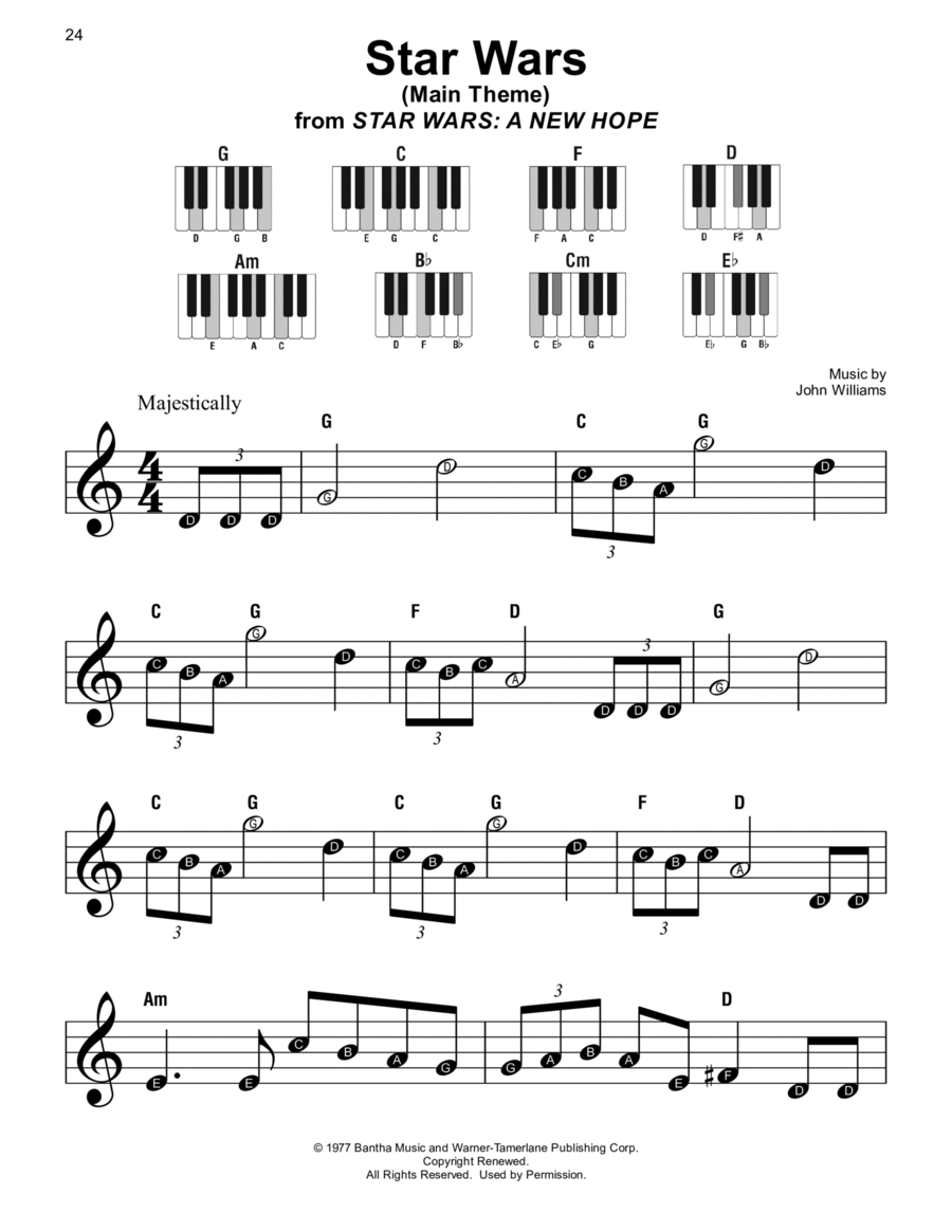 Star Wars (Main Theme) Easy Piano scores gallery preview page 1