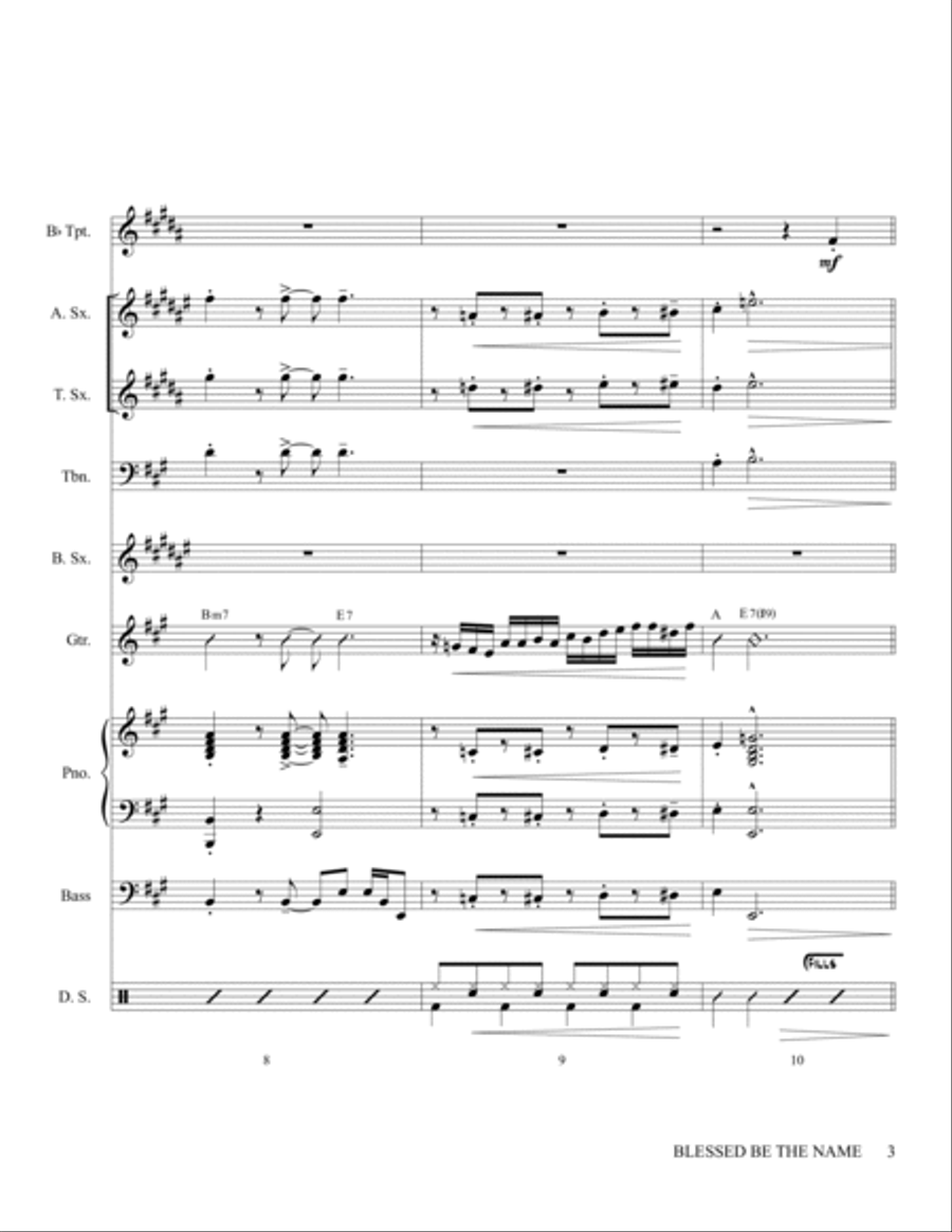Blessed be The Name for Small/Medium Ensembles Jazz Ensemble scores gallery preview page 4