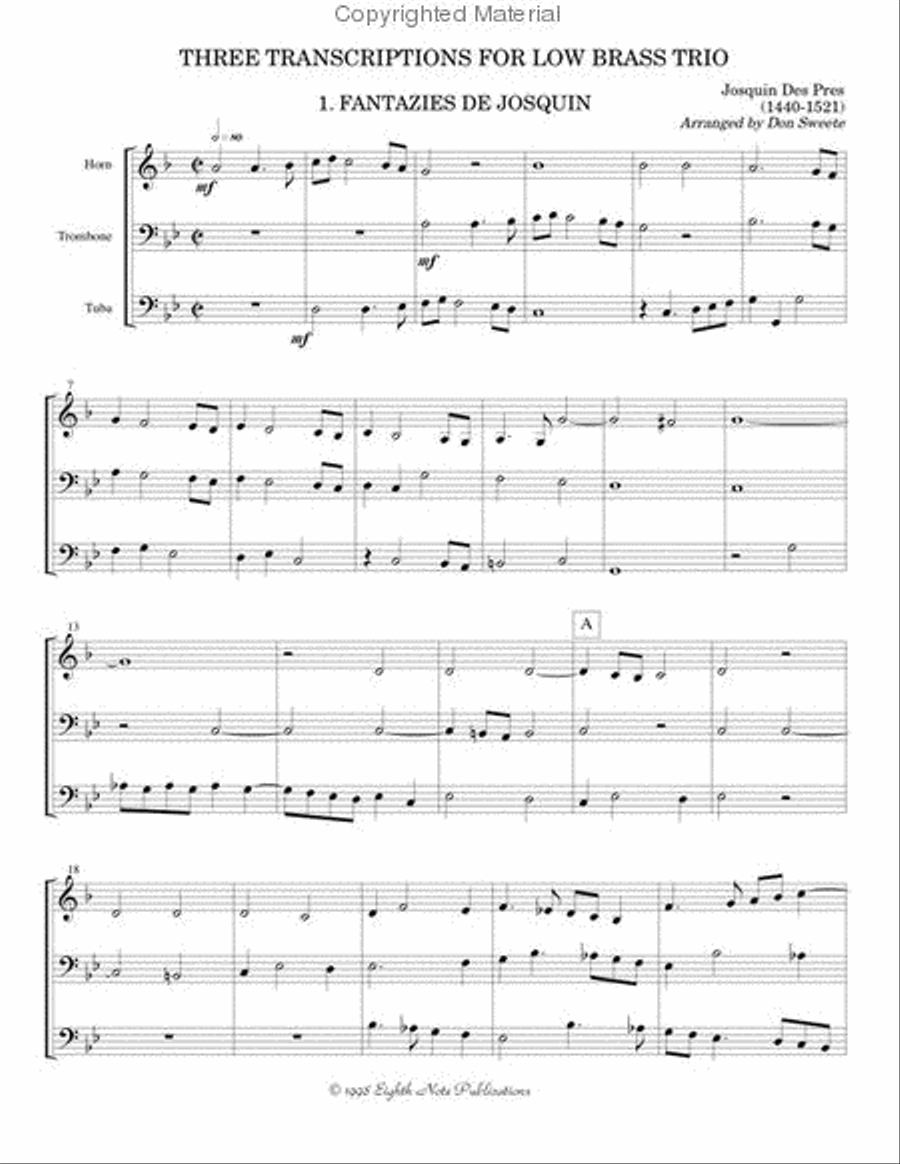 Three Transcriptions for Low Brass Trio