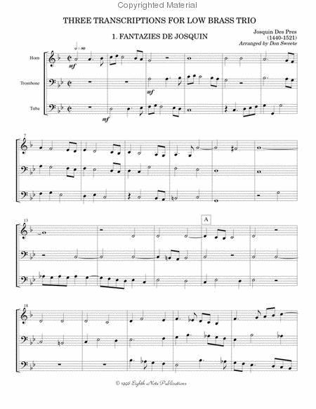 Three Transcriptions for Low Brass Trio