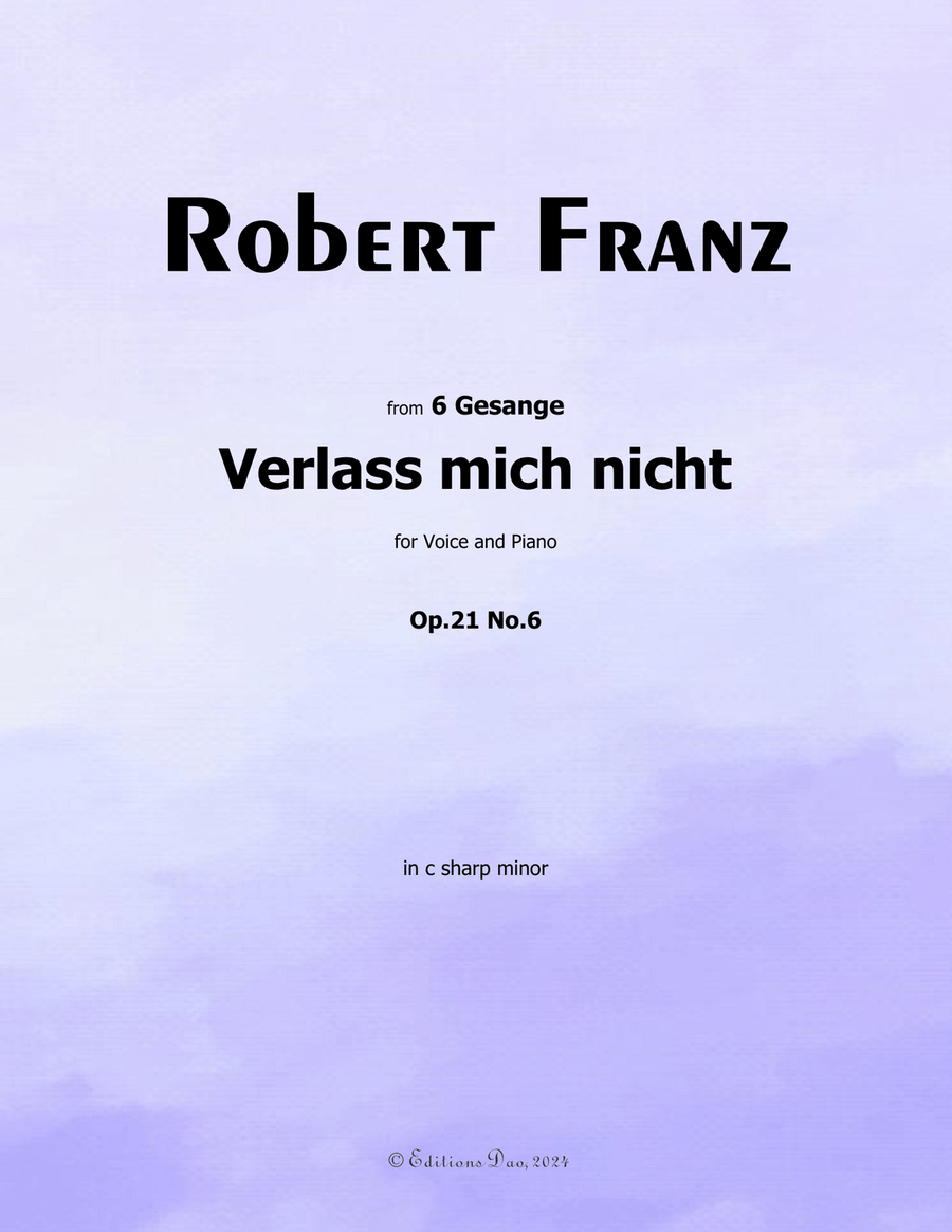 Verlass mich nicht, by Robert Franz, in c sharp minor Voice scores gallery preview page 1