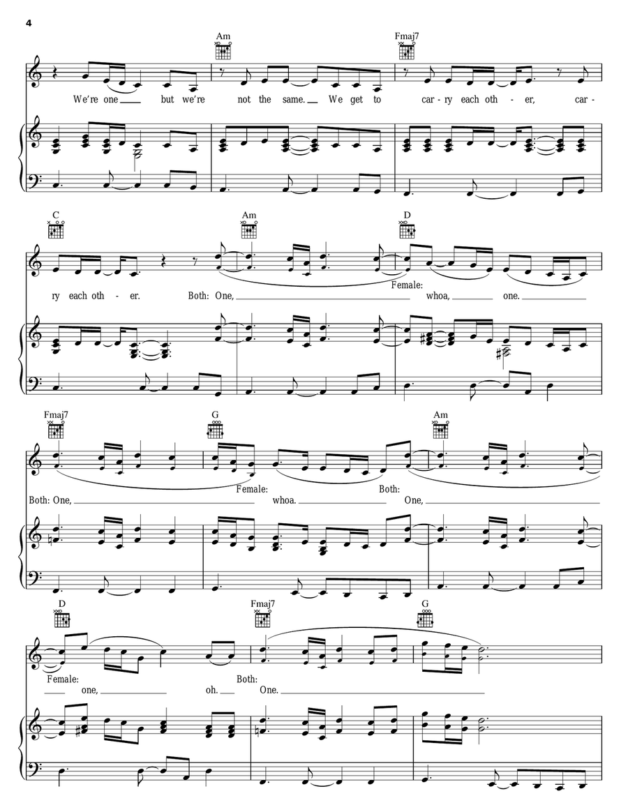 One One Piano, Vocal, Guitar scores gallery preview page 4