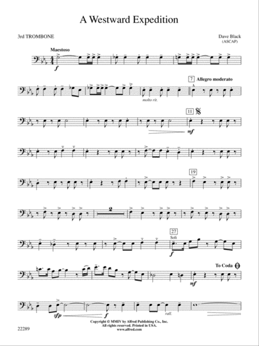 A Westward Expedition: 3rd Trombone Concert Band scores gallery preview page 1