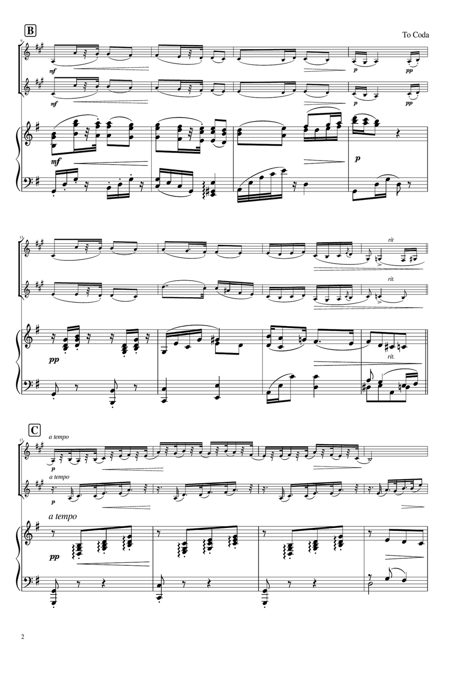 Humoresque op.101-7, piano trio / Trumpet duet Trumpet Duet scores gallery preview page 2