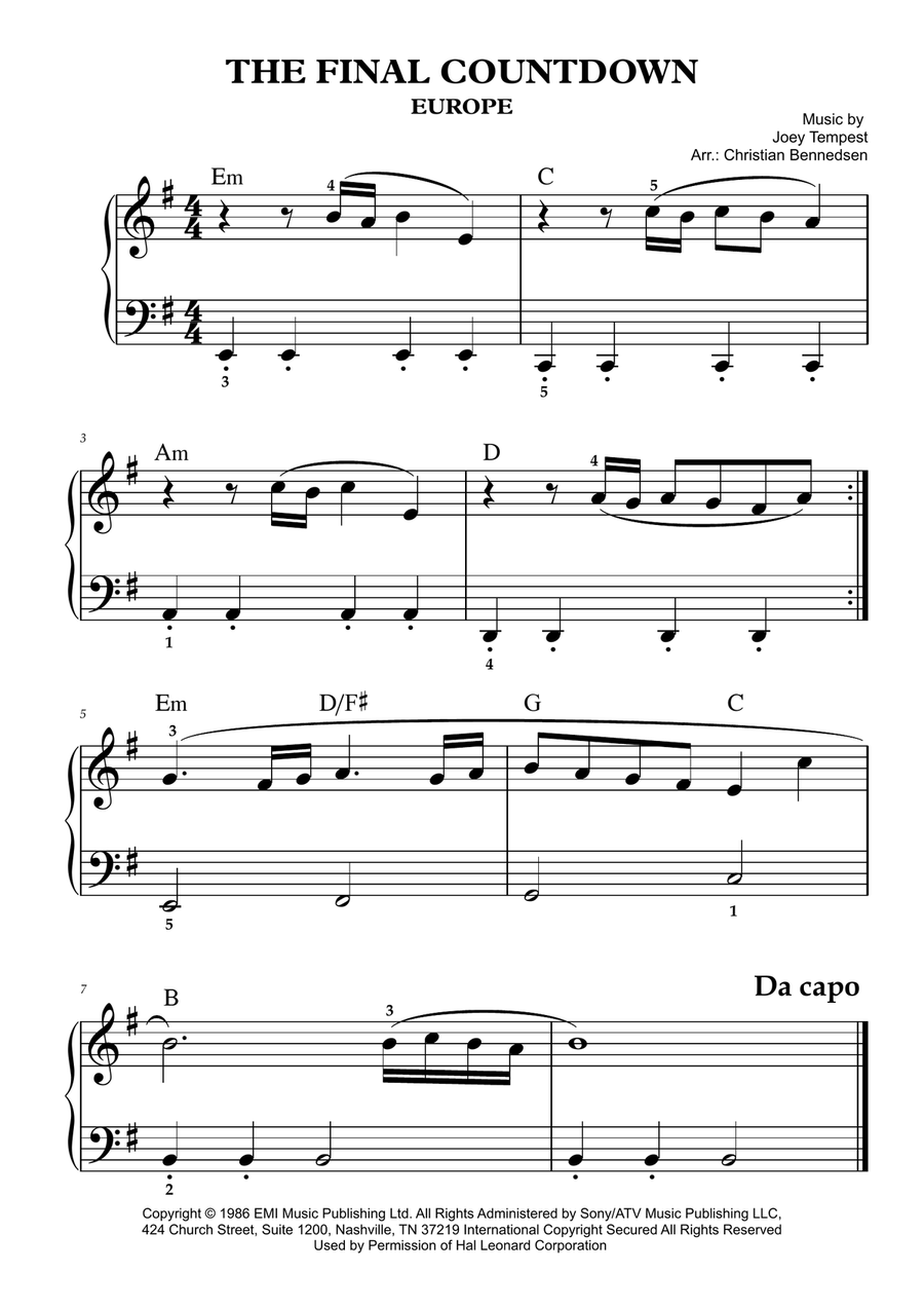 Final Countdown Easy Piano scores gallery preview page 1