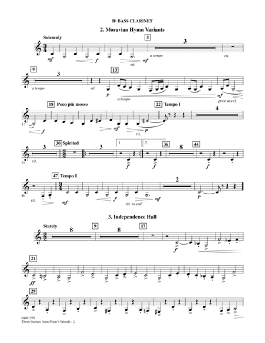 Three Scenes From Penn's Woods - Bb Bass Clarinet Concert Band scores gallery preview page 2