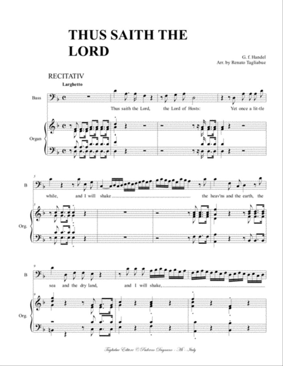 THUS SAITH THE LORD - Messiah - For Bass and Organ (or Harpschords) THUS SAITH THE LORD - Messiah - For Bass and Organ (or Harpschords) Small Ensemble scores gallery preview page 2