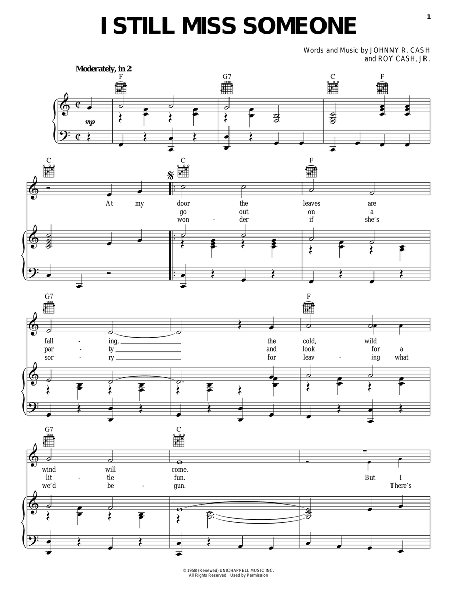 I Still Miss Someone I Still Miss Someone Piano, Vocal, Guitar scores gallery preview page 1