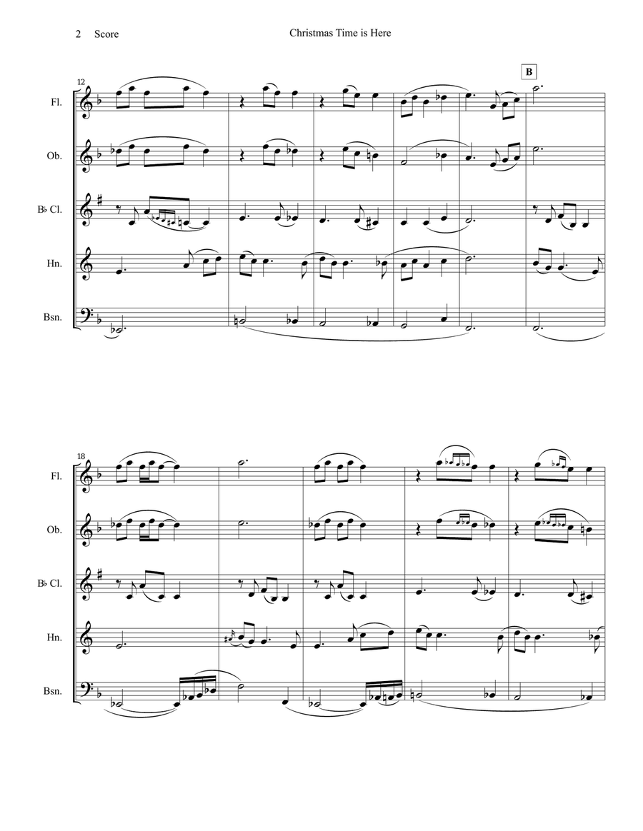 Christmas Time Is Here Christmas Time Is Here Woodwind Quintet scores gallery preview page 3