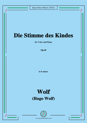 Book cover for Wolf-Die Stimme des Kindes,Op.10(IHW 39)