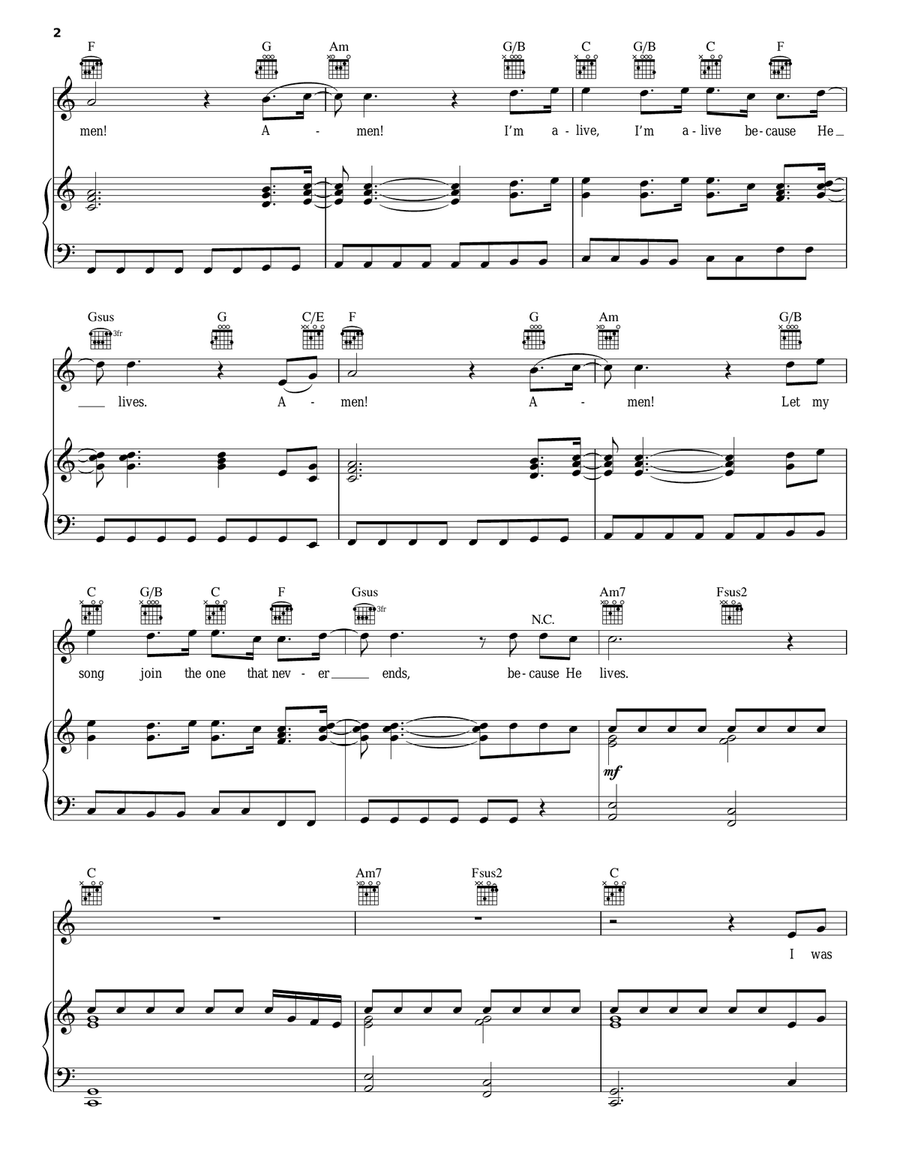 Because He Lives, Amen Because He Lives, Amen Guitar scores gallery preview page 2