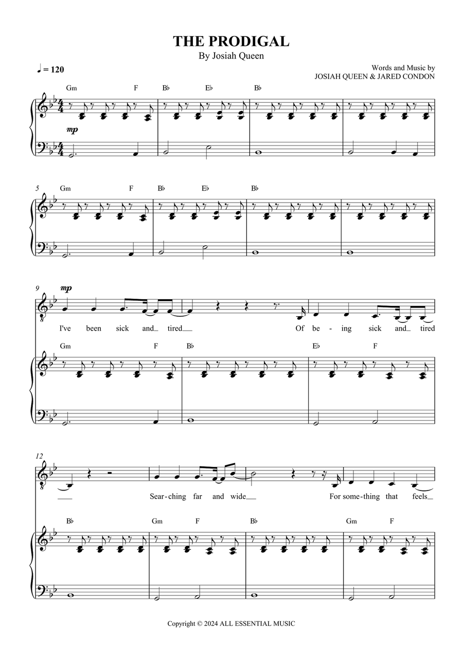 The Prodigal Piano, Vocal, Guitar scores gallery preview page 1