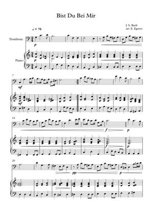 Bist Du Bei Mir, Johann Sebastian Bach, For Trombone & Piano