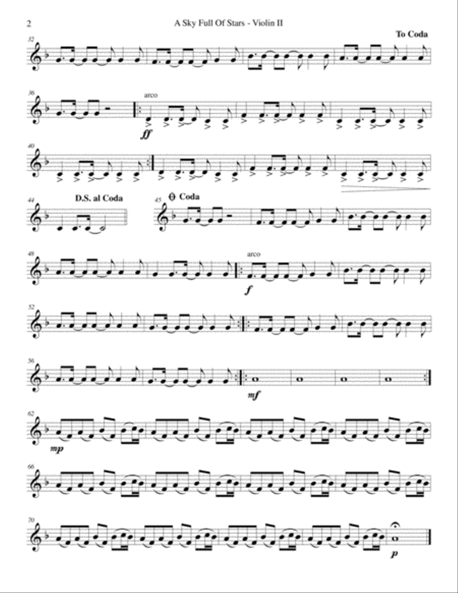 A Sky Full Of Stars String Quartet scores gallery preview page 4