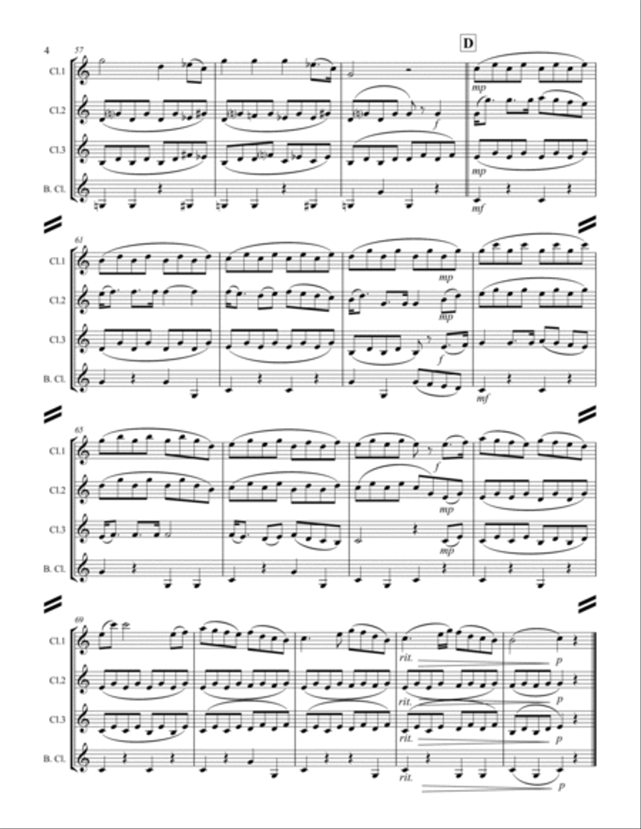 Haydn - “Serenade” (for Clarinet Quartet) Clarinet Quartet scores gallery preview page 5