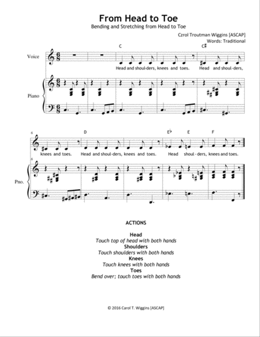 Quick & Easy Vocal Workouts from Head to Toe for Children Unison Choir scores gallery preview page 5