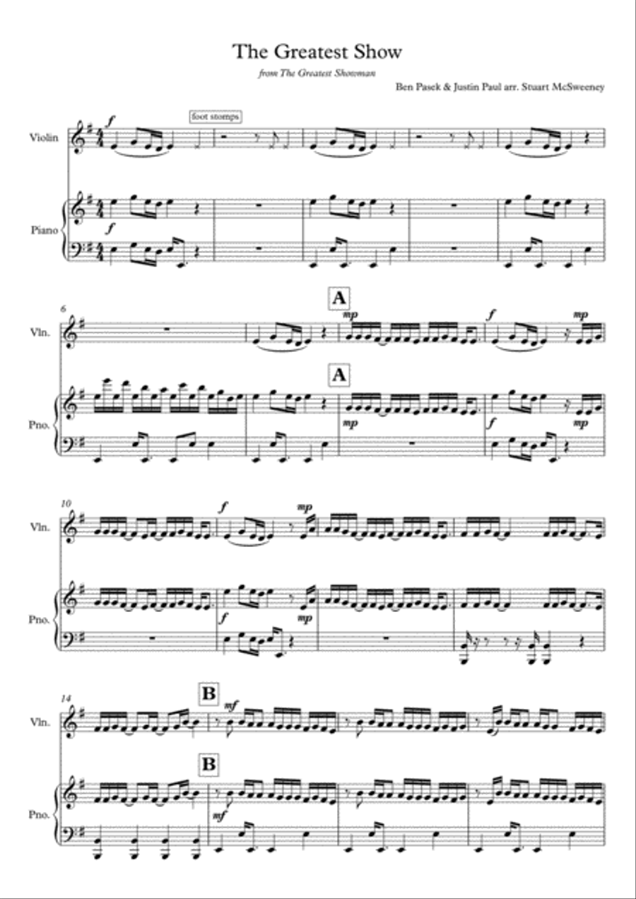The Greatest Show Violin Solo scores gallery preview page 2